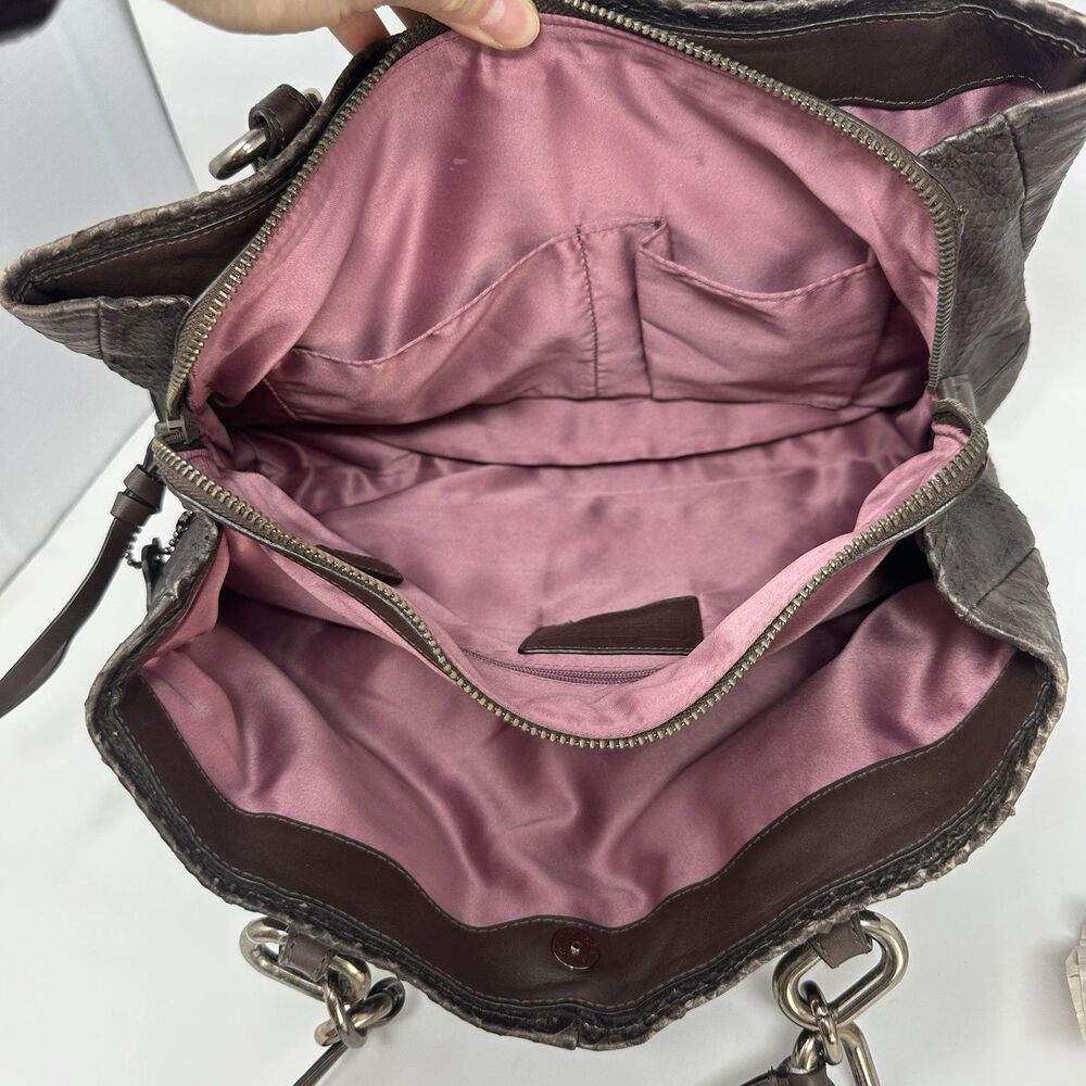 Coach 18741 Brown Bronze Python Embossed Leather Chelsey Jayden Satchel Purse - Picture 7 of 15